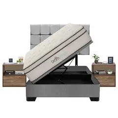 DROM - Dormitorio Boxet Fred Gris Queen + 2 Veladores