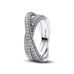 PANDORA - Anillo Doble Cruzado Pavé Timeless