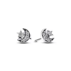 PANDORA - Aretes De Botón Luna Y Estrella