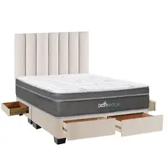DROM - Dormitorio con Cajones Moln Queen + 2 Almohadas Viscoelásticas + Protector
