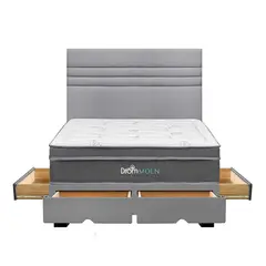 DROM - Dormitorio con Cajones Moln Line Queen + 2 Almohadas Viscoelásticas + Protector