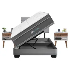 DROM - Dormitorio Boxet Moln Line 2 Plz + 2 Veladores Luxe + 2 Almohadas Viscoelásticas + Protector