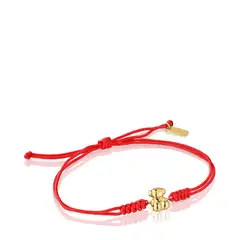 TOUS - Pulsera Oro Oso 6. Nylon Rojo