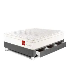 PARAISO - Cama Con Cajones Royal Prince Flexible 1.5 Plz + 1 Almohada Viscoelástica