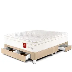 PARAISO - Cama Con Cajones Royal Prince Flexible King + 2 Almohadas Viscoelásticas + Protector
