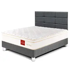 PARAISO - Dormitorio Royal Prince Flexible Blocks 1.5 Plz Gris + 1 Almohada Viscoelástica + Protector