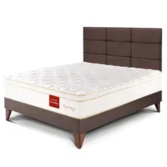 PARAISO - Dormitorio Europeo Royal Prince Flexible Blocks 1.5 Plz Chocolate + 1 Almohada Viscoelástica