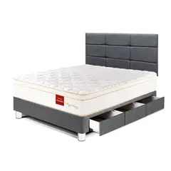 PARAISO - Dormitorio Con Cajones Royal Prince Flexible Blocks 1.5 Plz Gris + 1 Almohada Viscoelástica