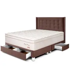 PARAISO - Dormitorio Con Cajones Royal Prince Flexible Gold Queen + 2 Almohadas Viscoelásticas