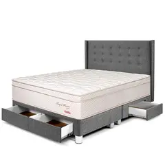 PARAISO - Dormitorio Con Cajones Royal Prince Flexible Gold Queen + 2 Almohadas Viscoelásticas