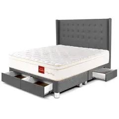 PARAISO - Dormitorio Con Cajones Royal Prince Flexible Gold King + 2 Almohadas Viscoelásticas + Protector