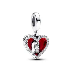 PANDORA - Charm Colgante Doble Corazon Rojo