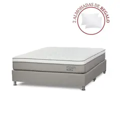 ROSEN - Cama Box Tarima Path Niebla Queen + 2 Almohadas