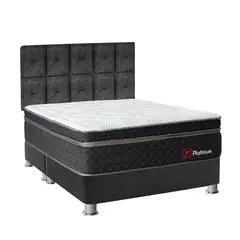 FORLI - Dormitorio Platinium Kimiko Queen + 2 Almohadas Viscoelásticas + Protector