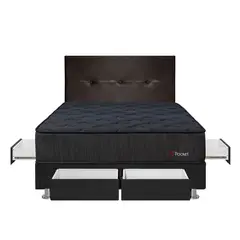 FORLI - Dormitorio Con Cajones Pocket Negro Alicia 2 Plz + 2 Almohadas + Protector