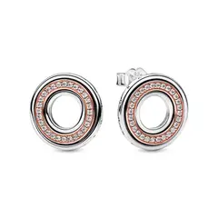 PANDORA - Aretes De Aro En Rose Y Plata