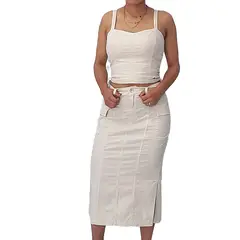 FORDAN JEANS - Falda Larga Algodón Mujer