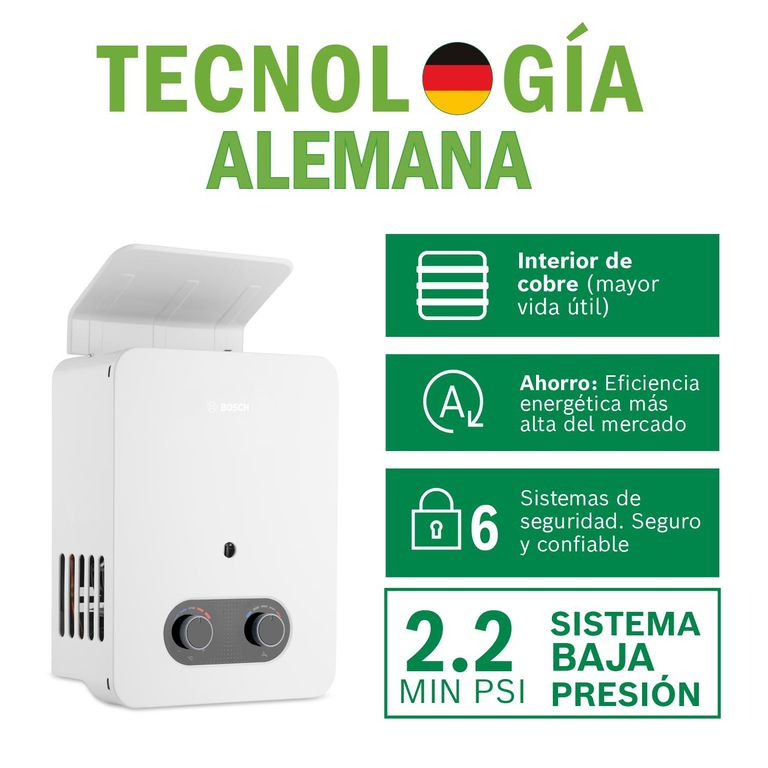 Terma a Gas GN Vital 5.5L Baja Presión + Kit