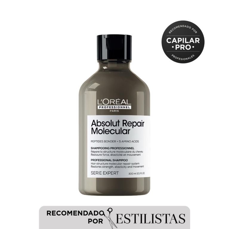 Shampoo reparador sin sulfato Absolut Repair Molecular para cabello muy dañado 300 ml