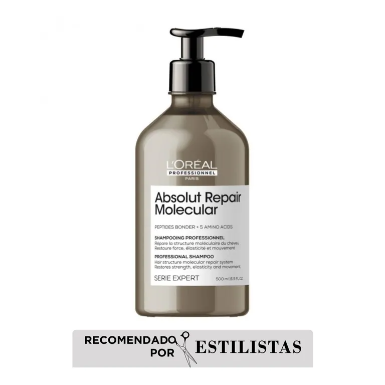 Shampoo reparador sin sulfato Absolut Repair Molecular para cabello muy dañado 500 ml