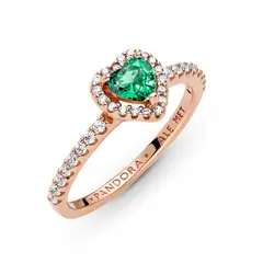 PANDORA - Anillo Rose Corazón Elevado Verde