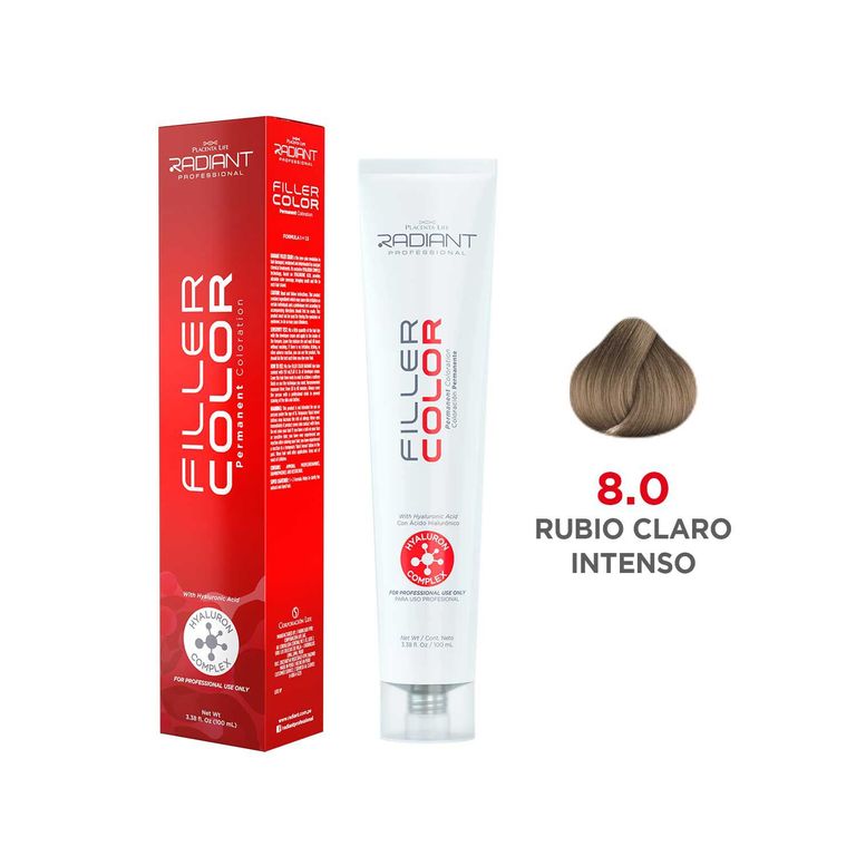 Filler Color Tinte 8.0 Rubio Claro Intenso Tubo 100ml