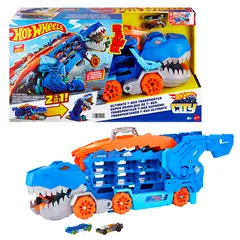 HOT WHEELS - Pista Remolque Tiburón T-Rex Con Lanzador