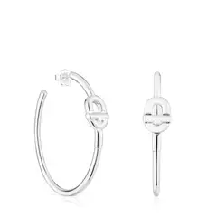 TOUS - Aretes de aro extra largos de plata y motivo