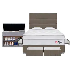 FORLI - Dormitorio Con Cajones Niza Marrón 2 Plz + Zapatera