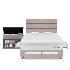 FORLI - Dormitorio Con Cajones Niza Beige Queen + Zapatera