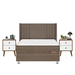 FORLI - Dormitorio Sirius Marrón King + 2 Veladores