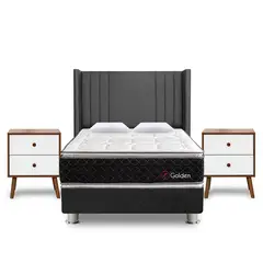 FORLI - Dormitorio Golden Gris 2 Plz + 2 Veladores