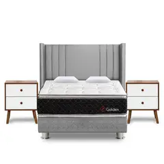 FORLI - Dormitorio Golden Plata King + 2 Veladores