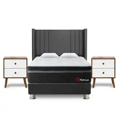 FORLI - Dormitorio Platinium Gris 2 Plz + 2 Veladores