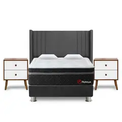 FORLI - Dormitorio Platinium Gris King + 2 Veladores