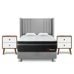 FORLI - Dormitorio Platinium Plata 2 Plz + 2 Veladores