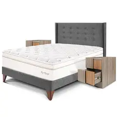 PARAISO - Dormitorio Europeo Royal Dynasty Gold 2 Plz + 2 Veladores + 2 Almohadas Viscoelásticas