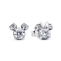 PANDORA - Aretes Botón Mickey Y Minnie Mouse