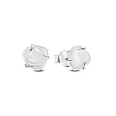 PANDORA - Aretes Rosa Blanca Floreciendo