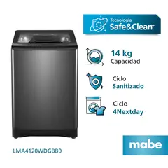 MABE - Lavadora Automática Propela 14 Kg Diamond Gray - Lma4120wdgbb0