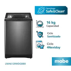 MABE - Lavadora Automática 16Kg Diamond Gray LMA6120WDGBB0