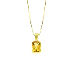 BALIQ - Collar Citrino Rectangular Oro 18k