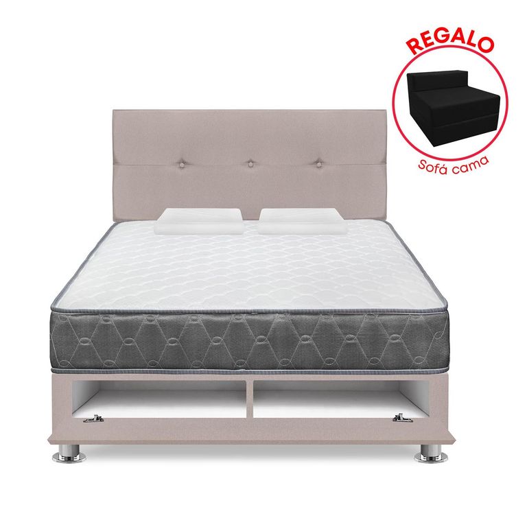 Dormitorio Sabanera Acqua Beige 2 Plz + Sofá Cama