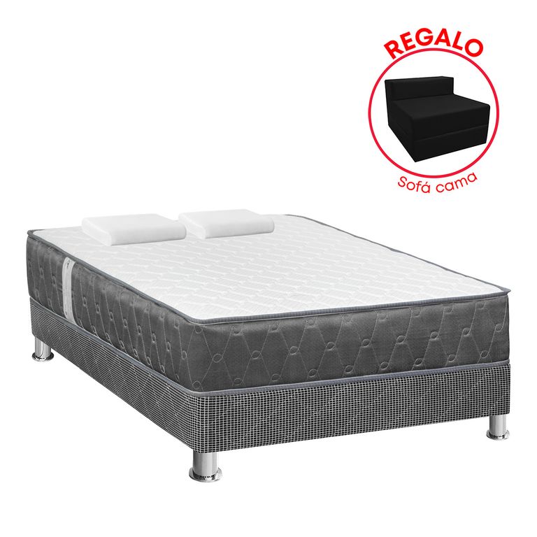 Cama Box Tarima Acqua 2 Plz + Sofá Cama