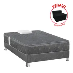 FORLI - Cama Box Tarima Acqua Gris 1.5 Plz + Sofá Cama