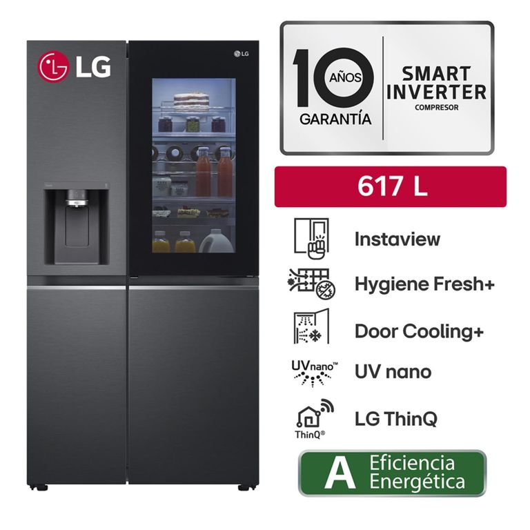 Refrigeradora GS66SXT 617L Instaview Top Mount Negro Mate