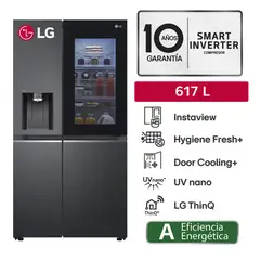 LG - Refrigeradora GS66SXT 617L Instaview Top Mount Negro Mate