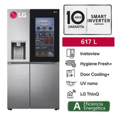 LG - Refrigeradora GS66SXN 617LT Instaview Side by side Plateado