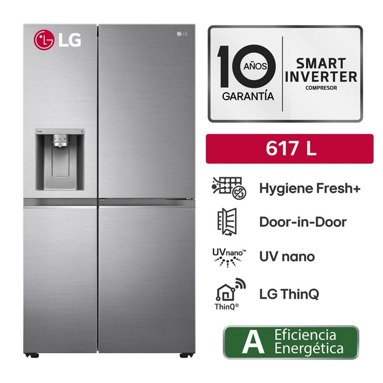 Refrigeradora GS66SDP 617lt Door Cooling+ Side by Side Plateado