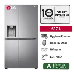 LG - Refrigeradora GS66SDP 617lt Door Cooling+ Side by Side Plateado
